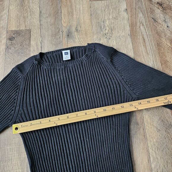 Vintage Y2K 2002 Gap Factory Womens M Blank Fine Ribbed Knit Sweater Black - Picture 6 of 7